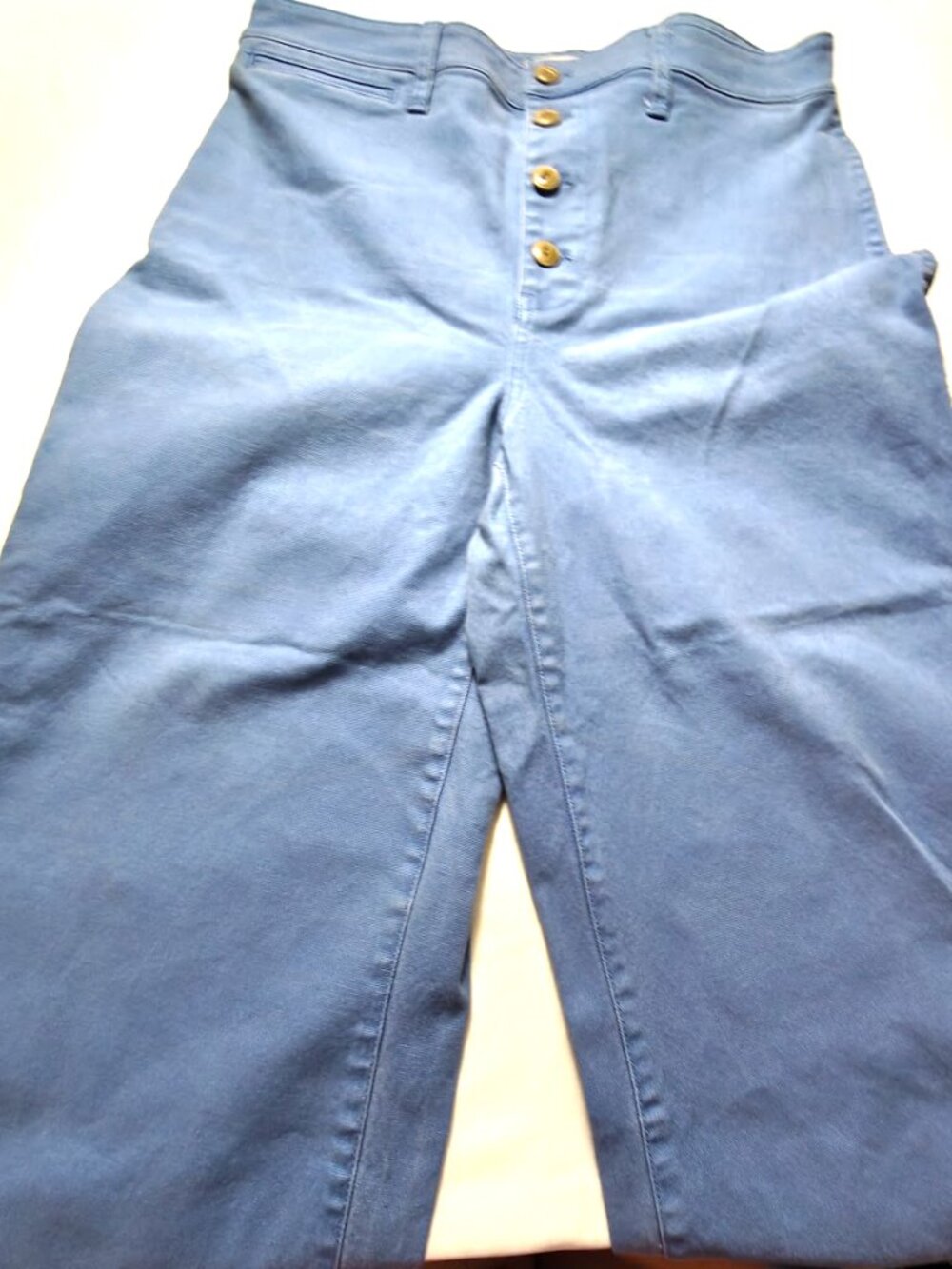 Madewell Wide Leg Crop Pants Button Fly Garment Dyed Blue Utility Chino 32